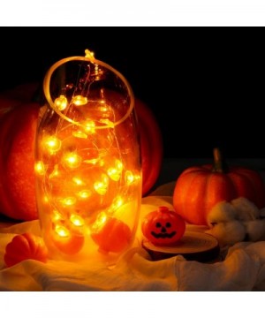 16.4 Ft 50 LED Pumpkin String Lights Battery Powered Orange Lights Decorative Halloween 3D Pumpkin LED String Lights for Hall...
