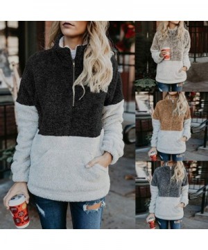 Womens Pullover Sweatshirt Athletic-Women's Casual Long Sleeves Stand Collar Plaid Flannel Buttons Pockets Fleece Pullover - ...