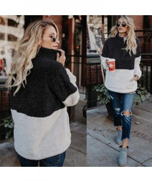 Womens Pullover Sweatshirt Athletic-Women's Casual Long Sleeves Stand Collar Plaid Flannel Buttons Pockets Fleece Pullover - ...