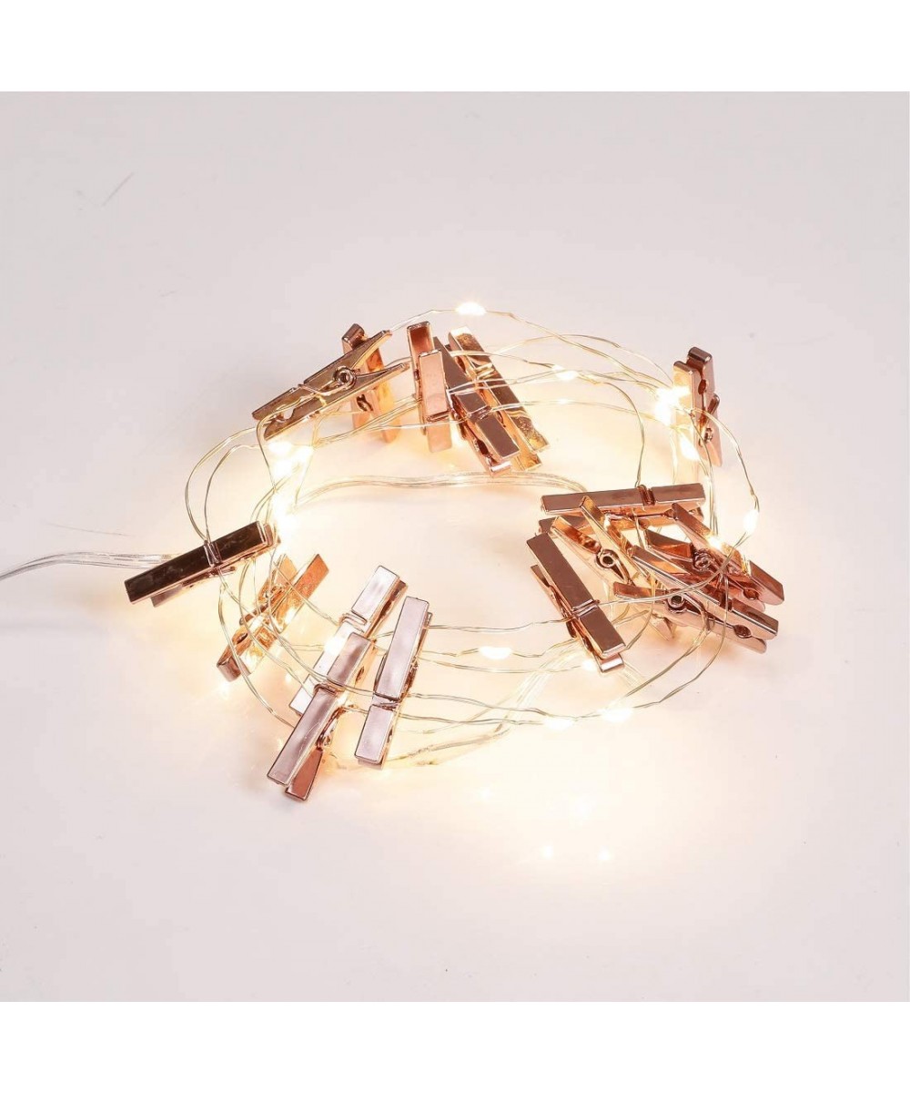 20 LED Photo Hanging Clips Strip Light Clip Photo Holders Battery Powered Home Party Decoration (Rose Gold Plated) - Rose Gol...