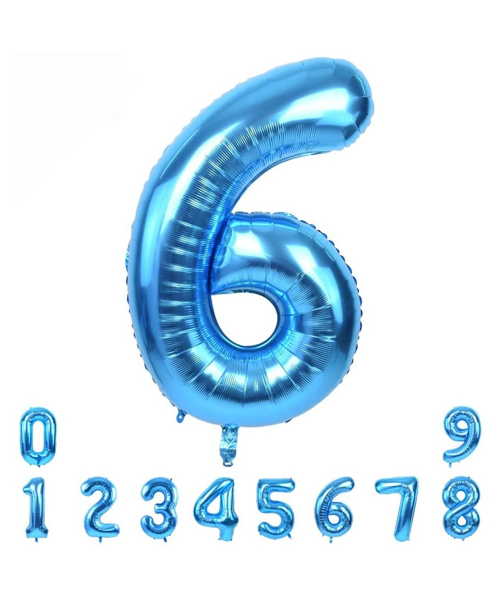 40 Inch Blue Large Numbers Balloon 0-9(Zero-Nine) Birthday Party Decorations-Foil Mylar Big Number Balloon Digital 6 for Birt...
