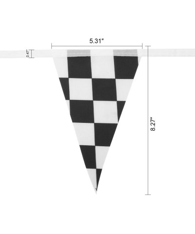 32ft Checkered Black and White Pennant Banner Racing Flags- and 30pcs Checkered Flags with Plastic Stick (8x5.5 Inch) - CY18L...