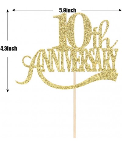 Gold Glitter 10th Anniversary Cake Topper - for 10th Wedding Anniversary / 10th Anniversary Party / 10th Birthday Party Decor...