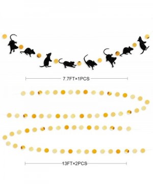 33 Ft Halloween Party Rat Banner Kit Double Sided Black Glitter Mice Gold Circle Dot Bunting Rats Garland Streamer for Happy ...