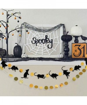 33 Ft Halloween Party Rat Banner Kit Double Sided Black Glitter Mice Gold Circle Dot Bunting Rats Garland Streamer for Happy ...
