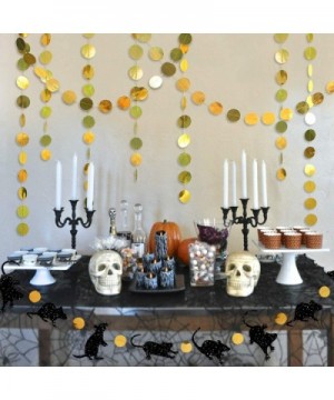 33 Ft Halloween Party Rat Banner Kit Double Sided Black Glitter Mice Gold Circle Dot Bunting Rats Garland Streamer for Happy ...