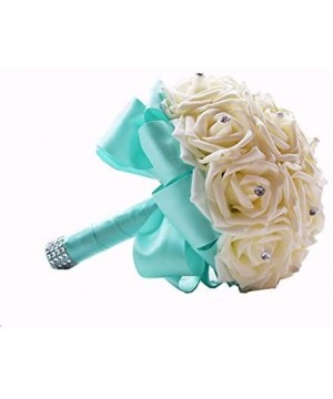 Wedding Bouquets Crystal PE Roses Bridal Bridesmaid Wedding Hand Holding Bouquet Artificial Fake Flowers Toss Bouquet - A-tur...