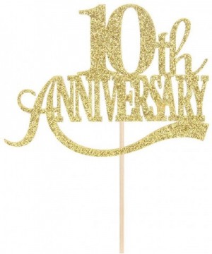 Gold Glitter 10th Anniversary Cake Topper - for 10th Wedding Anniversary / 10th Anniversary Party / 10th Birthday Party Decor...