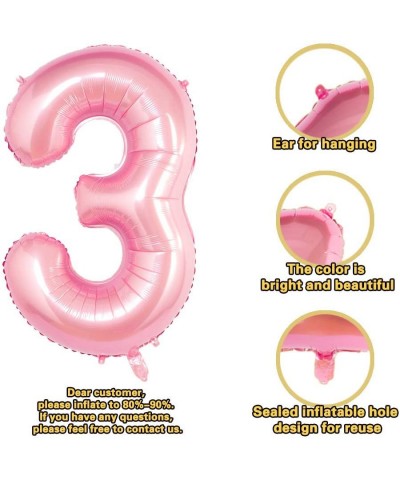 40 Inch Giant Pink Number 3 Balloon-Foil Helium Digital Balloons for Birthday Anniversary Party Festival Decorations - Pink 3...