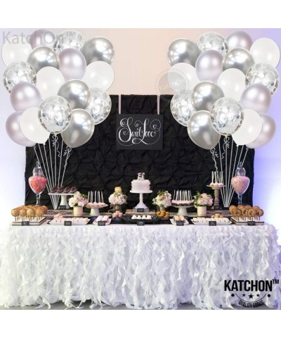 Silver- Chrome- White and Confetti Balloons Set - Large- 60 Pack - Silver Balloon Arches Kit - Chrome Silver Balloons Arch Ga...