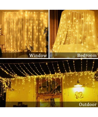 300 LED Curtain String Lights -USB Plug in curtain fairy lights with 8 Lighting Modes and Remote for Bedroom Indoor Wedding P...
