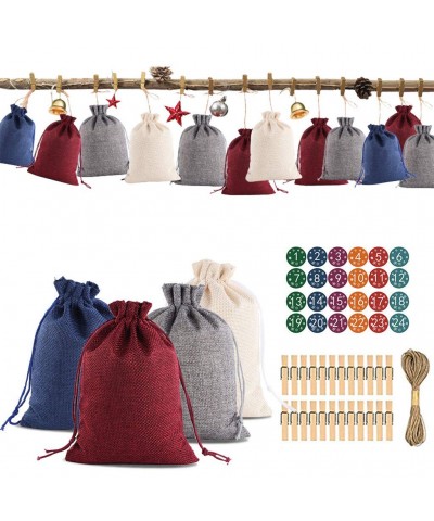 Christmas Advent Calendar 2020- 24 Days Burlap Hanging Advent Calendars Christmas Candy Gift Bags Drawstring Gift Bags Sacks ...