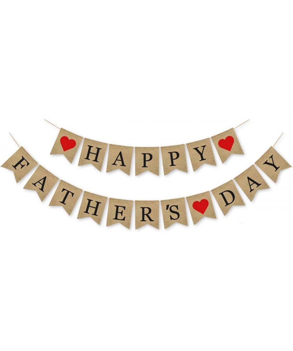 Father's Day Banner- Father's Day Decorations Happy Father's Day Burlap Banner Party Supplies Photo Booth Backdrop Fathers Da...