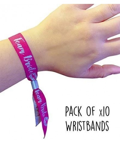 Bachelorette Party Wristbands - Team Bride - Pack of 10 Pink & Silver Wristbands - CQ185IYW3S0 $10.45 Favors