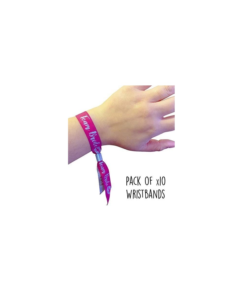 Bachelorette Party Wristbands - Team Bride - Pack of 10 Pink & Silver Wristbands - CQ185IYW3S0 $10.45 Favors
