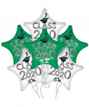 Graduation Cap Star Shaped Mylar Balloons 6-Pack (Green & White - Class of 2020) - Green & White - Class of 2020 - CO195CWN3C...