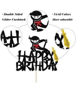 Ninja Cake Topper for Kids Birthday- Glitter Ninja Birthday Cake Toppers for Boys Bday Cake Decoration Decor- Happy Birthday ...