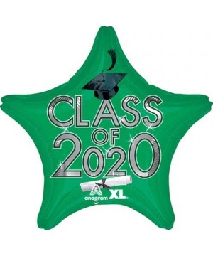 Graduation Cap Star Shaped Mylar Balloons 6-Pack (Green & White - Class of 2020) - Green & White - Class of 2020 - CO195CWN3C...
