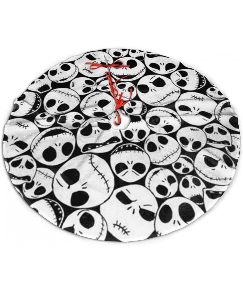 Black Christmas Skull Christmas Tree Skirt 30 36 48 Inches- Party Decor Festive Holiday Ornaments Xmas Tree Skirt-Christmas T...