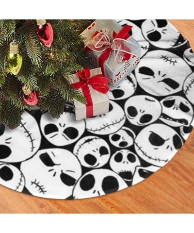 Black Christmas Skull Christmas Tree Skirt 30 36 48 Inches- Party Decor Festive Holiday Ornaments Xmas Tree Skirt-Christmas T...