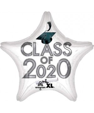 Graduation Cap Star Shaped Mylar Balloons 6-Pack (Green & White - Class of 2020) - Green & White - Class of 2020 - CO195CWN3C...