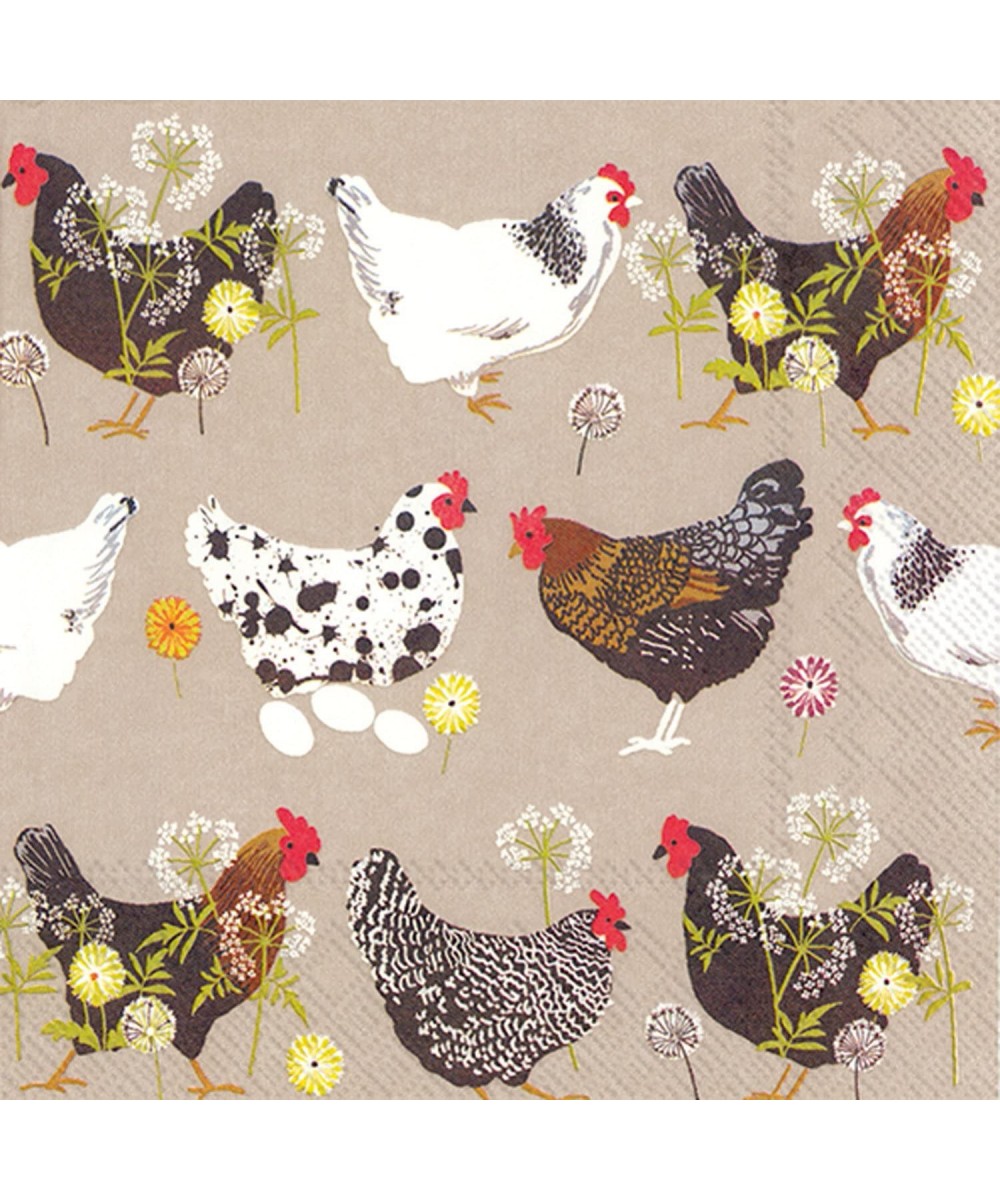 20 Count Spatter Hens Linen Paper Cocktail Napkins - CK12BOVGO3H $5.14 Tableware