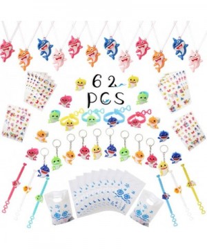 62 Pcs Shark Party Favors Birthday Set- Shark Bracelets Keychains Necklaces Rings Stickers Gift Bags Shark Party Supplies Und...