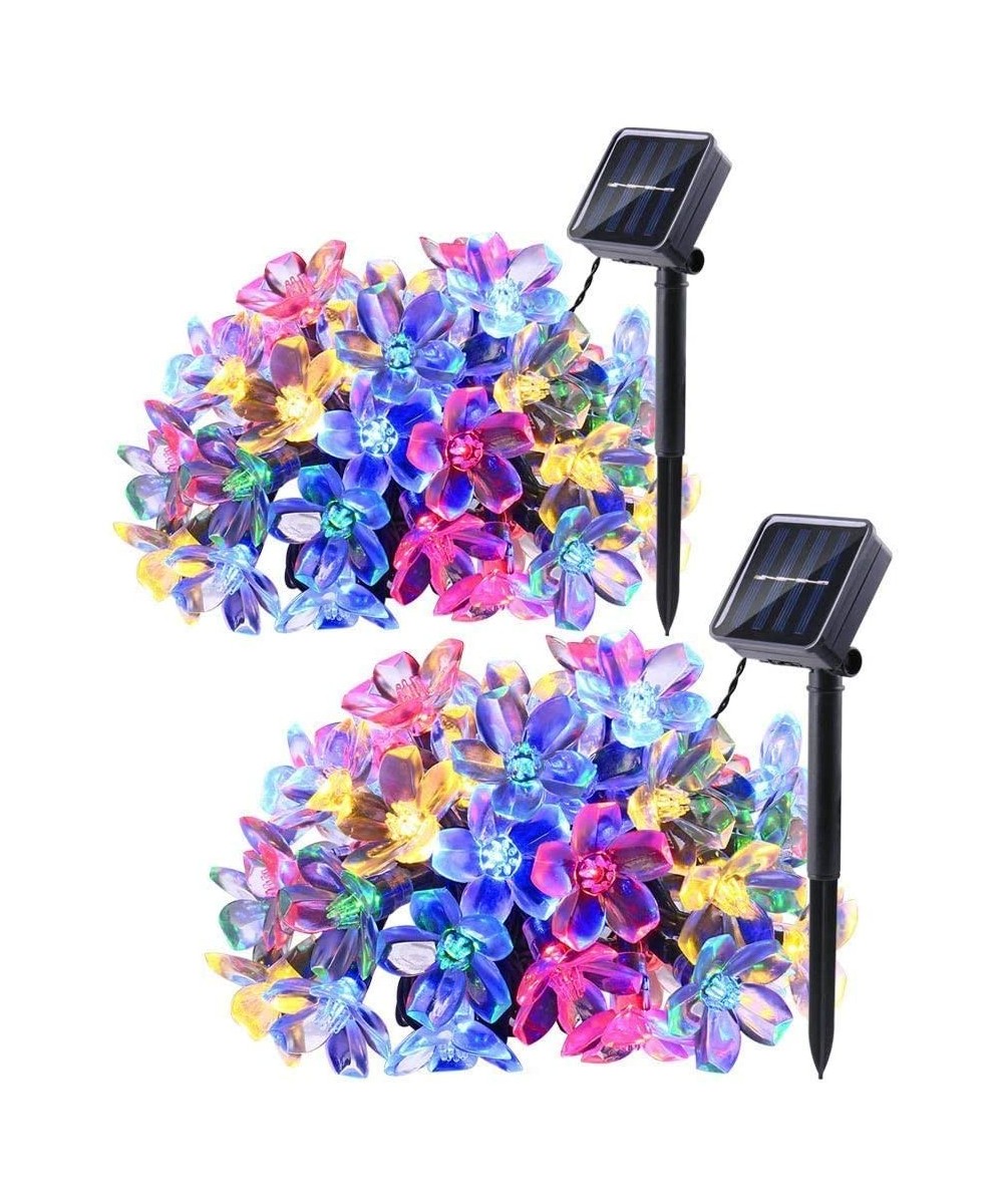 2 Pack Outdoor Solar Flower String Lights Waterproof 22ft 50 LED Fairy Light Decorations for Christmas Tree Garden Patio Fenc...