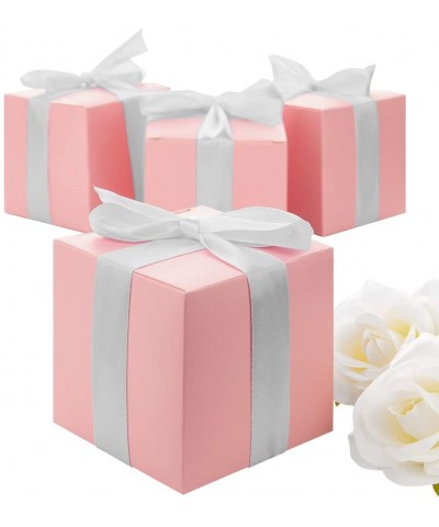 Gift Favor Tuck Boxes- Blush Pink- 3 x 3 x 3 Cube Favor Box with Satin Ribbon Bulk 50-Pack- Party Favor Gift Box for Wedding ...