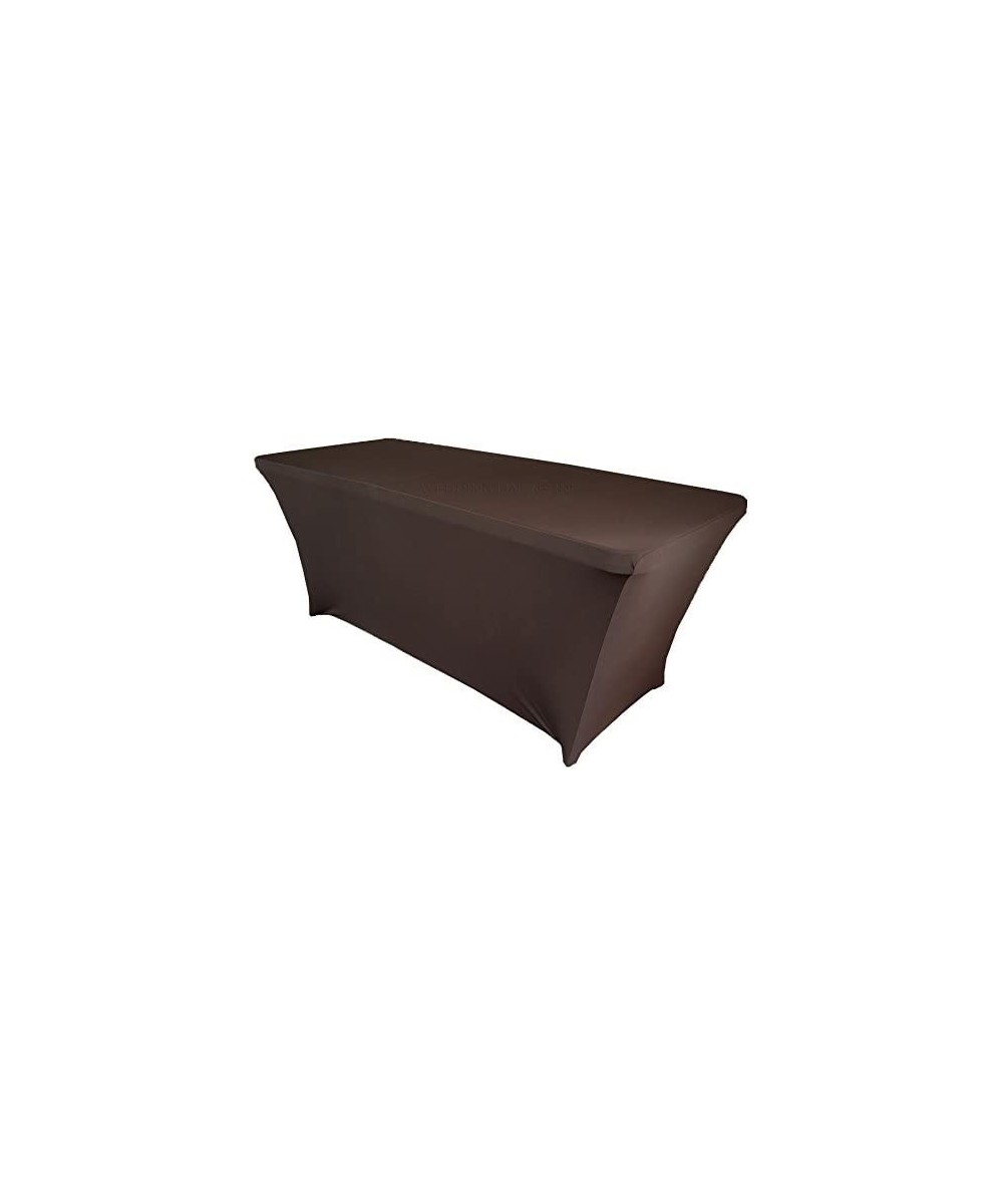 Wholesale (200 GSM) 6 FT Rectangular Spandex Stretch Fitted Table Cover Tablecloths Chocolate - Chocolate - CI184W5L64A $21.6...