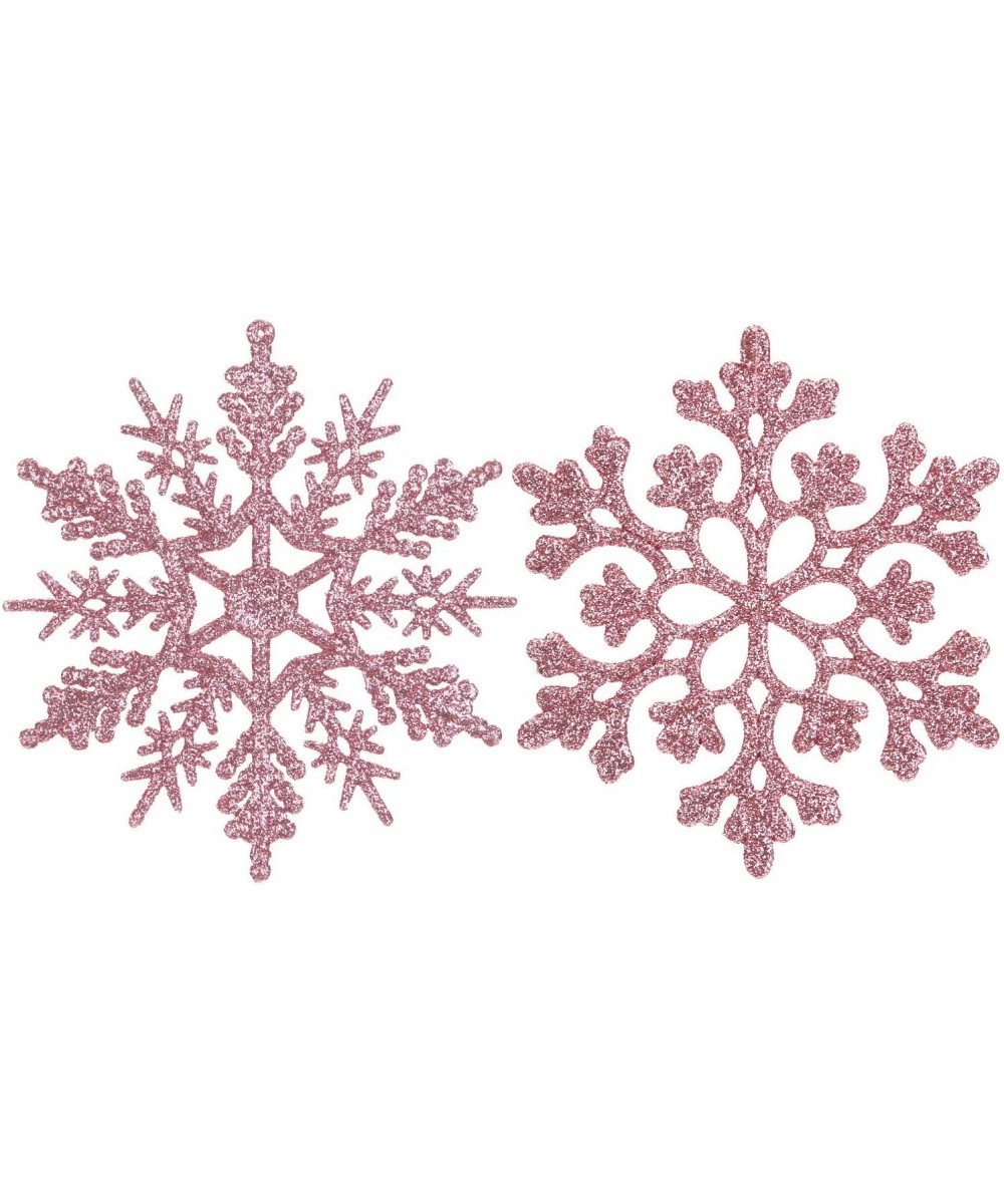 Plastic Christmas Glitter Snowflake Ornaments Christmas Tree Decorations- 4-inch- Set of 36- Pink - Pink - C018QT56L4X $8.03 ...