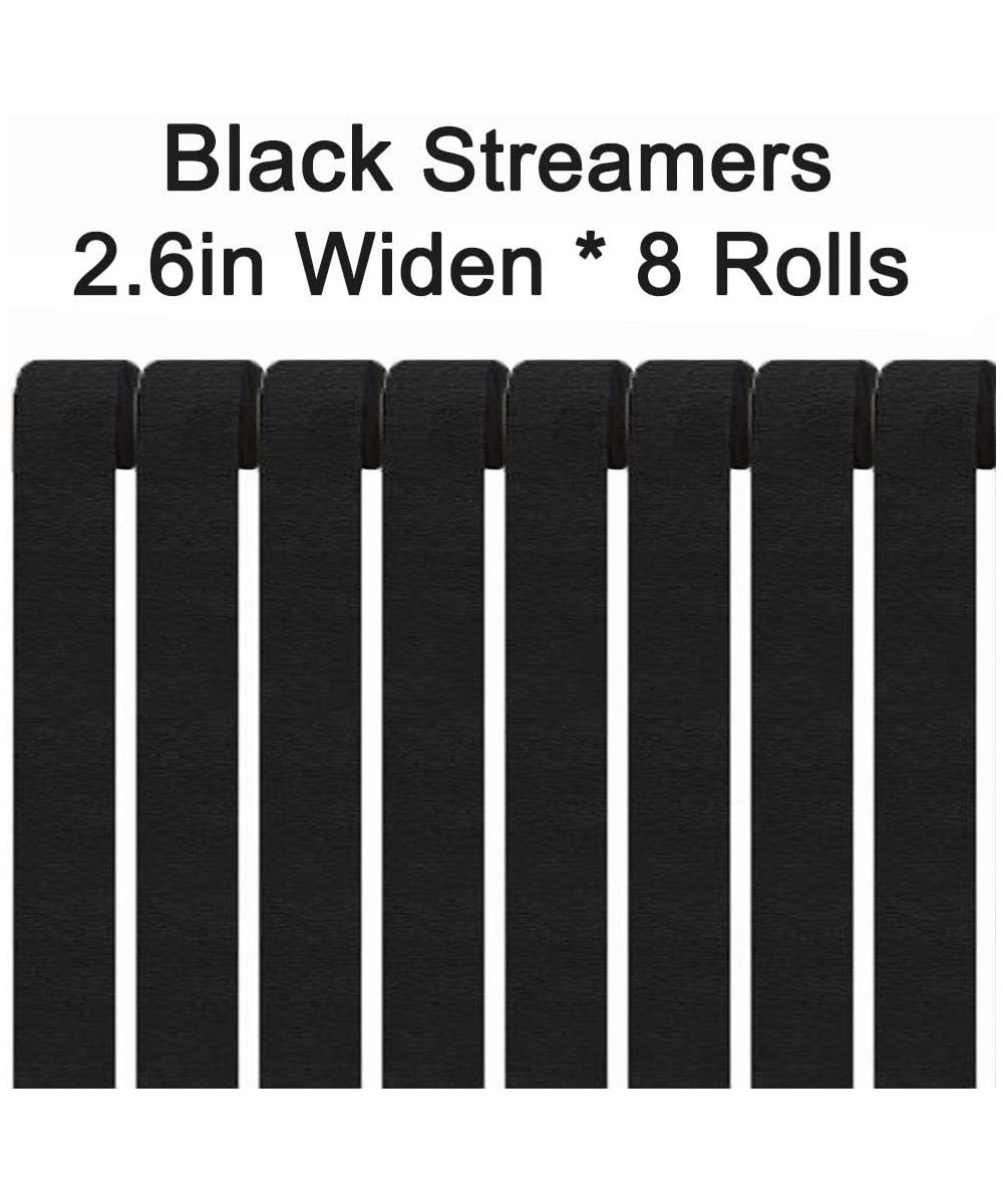 Black Crepe Paper Streamers- 2.6 Inch Widening 8 Rolls Black Party Streamers Decorations for Birthday Party- Family Gathering...