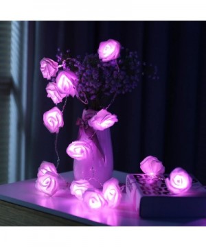 16.4ft 30 LED Pink Rose Flower String Lights Battery Operated Rose String Lights with Remote Timer 8 Modes LED Rose Lights - ...