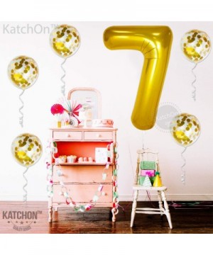 7 Balloon Foil and Gold Confetti Balloons - large 7 Ballon Number gold- 40 Inch - 5 Gold Confetti Balloons-12 Inch - 7th Birt...