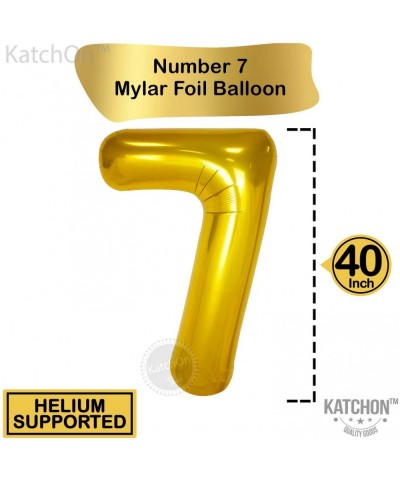 7 Balloon Foil and Gold Confetti Balloons - large 7 Ballon Number gold- 40 Inch - 5 Gold Confetti Balloons-12 Inch - 7th Birt...