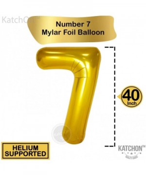 7 Balloon Foil and Gold Confetti Balloons - large 7 Ballon Number gold- 40 Inch - 5 Gold Confetti Balloons-12 Inch - 7th Birt...