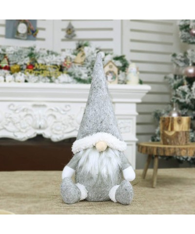 Christmas Elf Decoration Ornaments Thanks Giving Day Gifts Swedish Santa Gnome Plush Handmade Scandinavian Tomte - A-gray - C...
