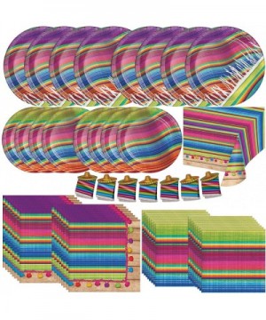 Serape Fiesta Dinnerware Bundle - Plates- Napkins- Table Cover- Streamer - Kids Birthday Party- Mexican Theme Decorations- Ci...