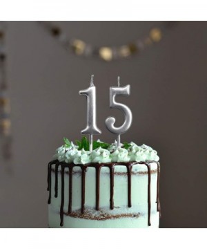Silver Birthday Candles Number 1 Cake Topper Decoration Glitter Candle for Party Anniversary Kids Adults - Number 1 Silver - ...