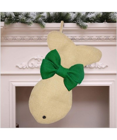 Pet Christmas Stocking for Dogs Cats Pets Jute Natural Burlap Cat Fish Shape Hanging Cat Christmas Stocking - Green - Green -...