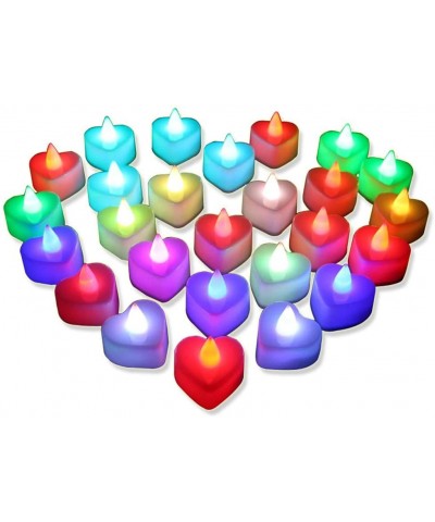 Heart Shaped Candles- 24pcs Smokeless Tealights Candle Colorful Changing Electronic Candle for Home Decorations Wedding Birth...