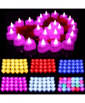 Heart Shaped Candles- 24pcs Smokeless Tealights Candle Colorful Changing Electronic Candle for Home Decorations Wedding Birth...