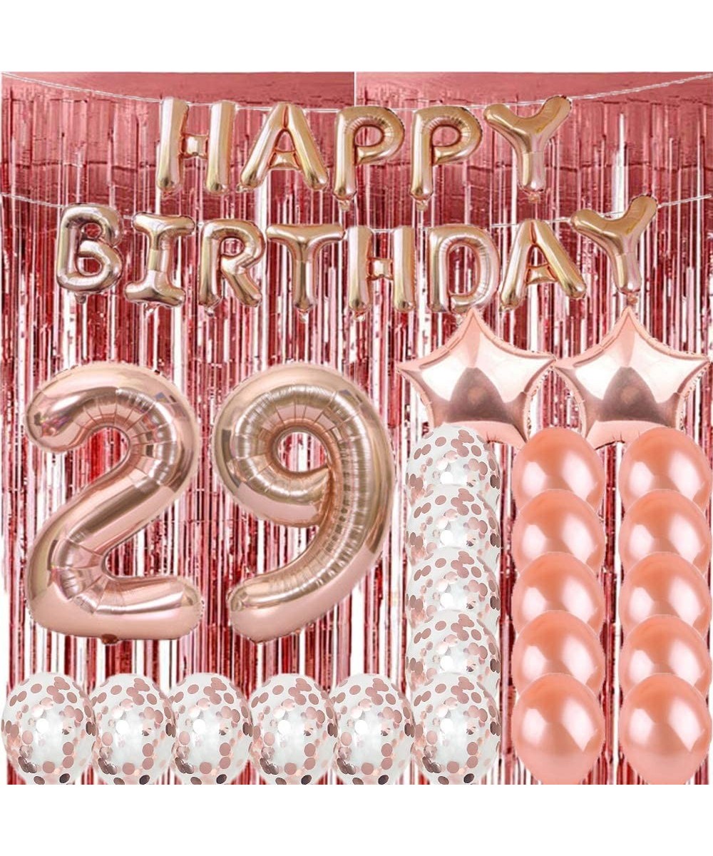 Sweet 29th Birthday Decorations Party Supplies-Rose Gold Number 29 Balloons-29th Mylar Balloons Rose Gold Foil Fringe Curtain...