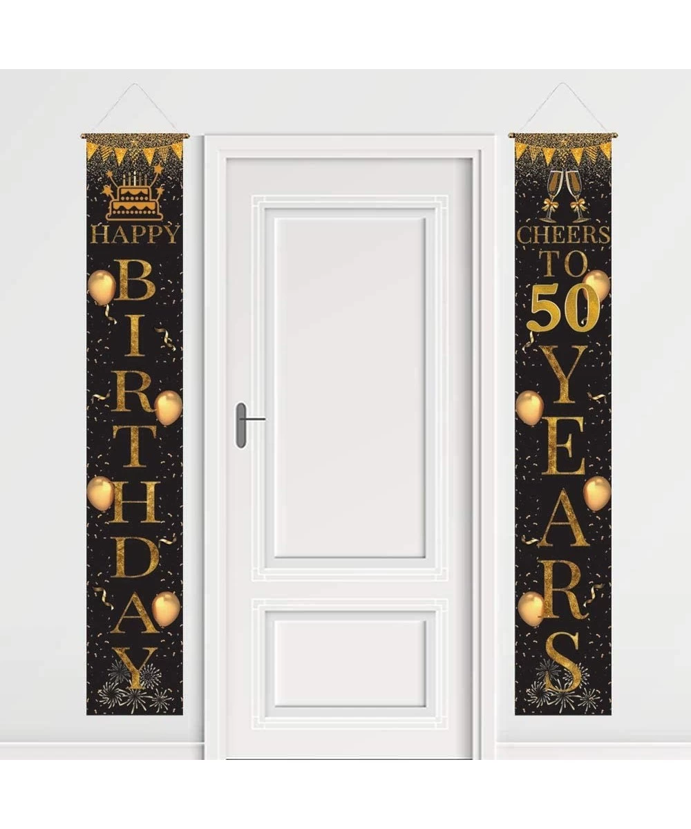 50th Birthday Party Porch Sign Happy Birthday Cheers to 50 Years Welcome Sign Hanging- 2 Pieces 50th Birthday Decoration for ...
