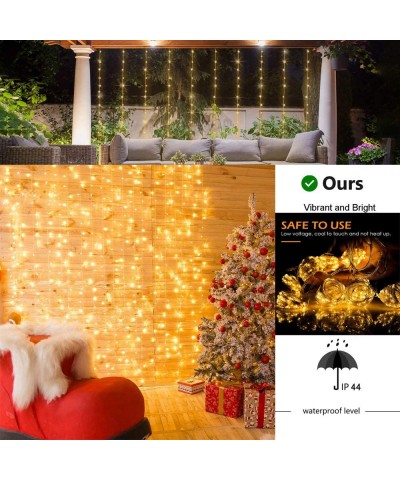 Curtain String Light 300 LEDs（9.8ft X 9.8ft)-8 Modes Fairy String Lights-USB Powered Waterproof String Lights-for Bedroom - C...