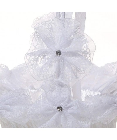 Wedding Flower Girl Basket Crystal Rhinestone Bowknot Elegant Basket for Wedding Church Ceremony Decor (White) - CA193LI7T7E ...