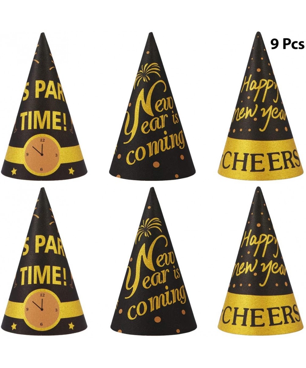 2020 New Year Party Hats Glitter Cone DIY Paper Hats for Kids Adult Party Supplies (9pcs-Black Gold) - CC18YCT4YNK $5.95 Part...