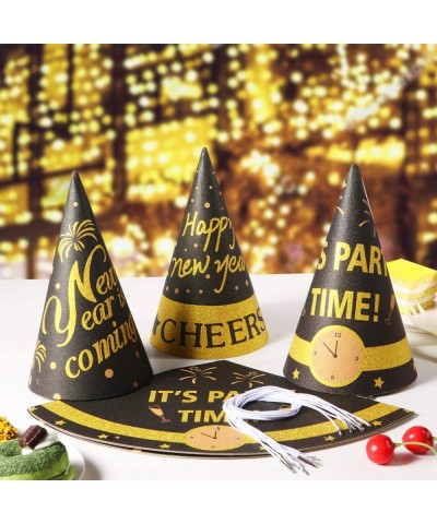 2020 New Year Party Hats Glitter Cone DIY Paper Hats for Kids Adult Party Supplies (9pcs-Black Gold) - CC18YCT4YNK $5.95 Part...