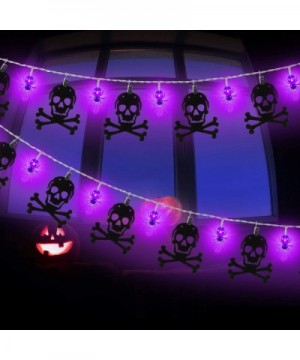 Halloween String Lights Decoration Battery Operated LED Spider String Lights with Twinkle Skeleton Ornament Banner for Hallow...