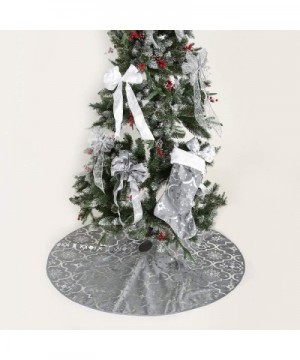 Christmas Tree Skirt-48 inches Large Xmas Tree Skirts with Snowy Pattern for Christmas Tree Decorations (Grey) - Grey - CZ18W...